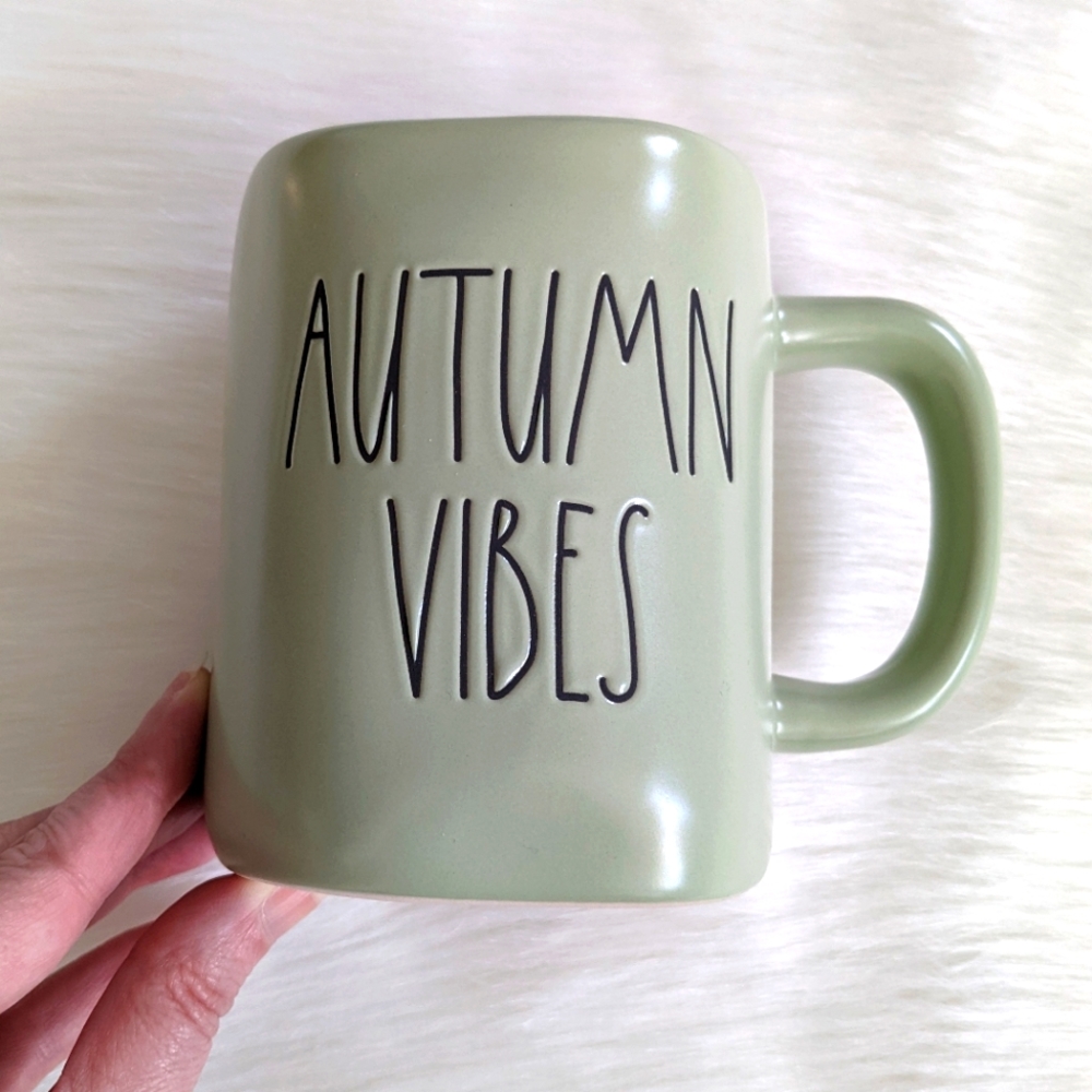 🍁 NWOT Rae Dunn "Autumn Vibes" Sage Green Mug, 16 oz. - Picture 2 of 5